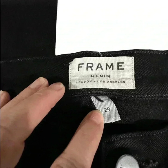 Frame Le Garçon Straight Distressed Black Jeans Cropped Size 29 - Picture 2 of 4